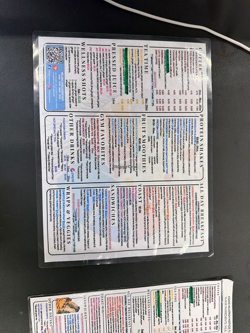 menu  at Fitness Odyssey Bar in Page
