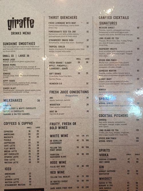 Drinks at DXB - Giraffe World Kitchen- T3 in Dubai