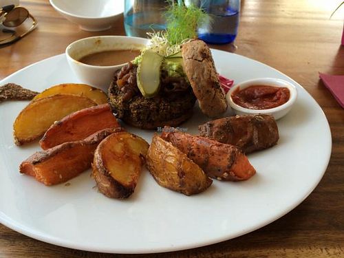 vegan burger at Wild Beets in Ibiza