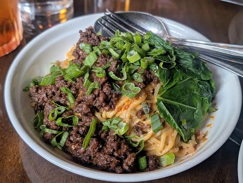 Vegan dan dan noodles at Blue Willow Seattle  in Seattle