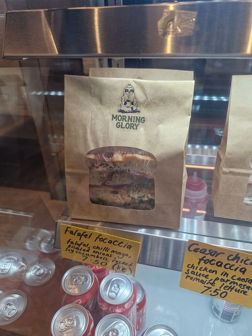 Falafel focaccia at Morning Glory  in Manchester