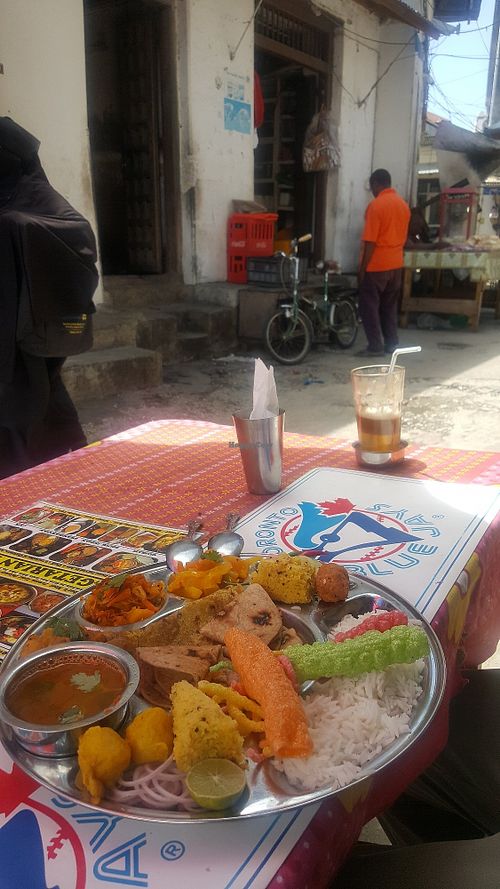 Gujarati Thali at Joshi's Vegetarian Food Court in Zanzibar