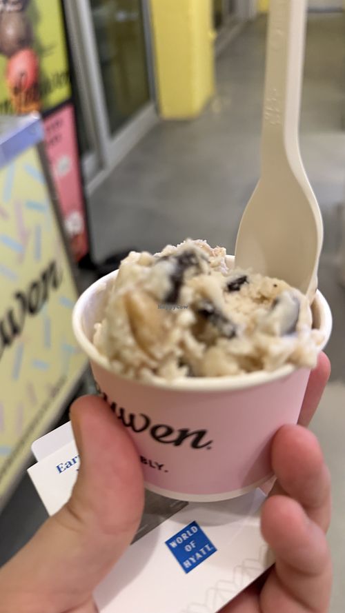 Vegan chocolate chip cookie doughh  at Van Leeuwen Ice Cream in Miami Beach