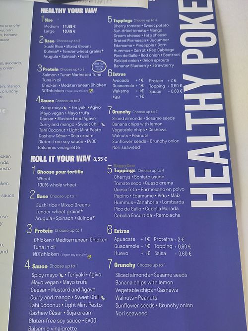 Build Your Own menu in English at Healthy Poke  in Gran Canaria