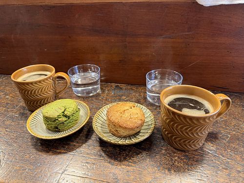 Vegan matcha and vegan maple scone.  at Horaiya in Tokyo