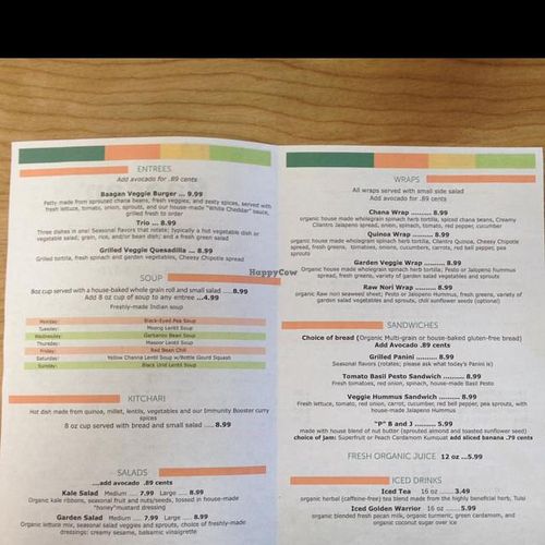 menu at Baagan in San Ramon