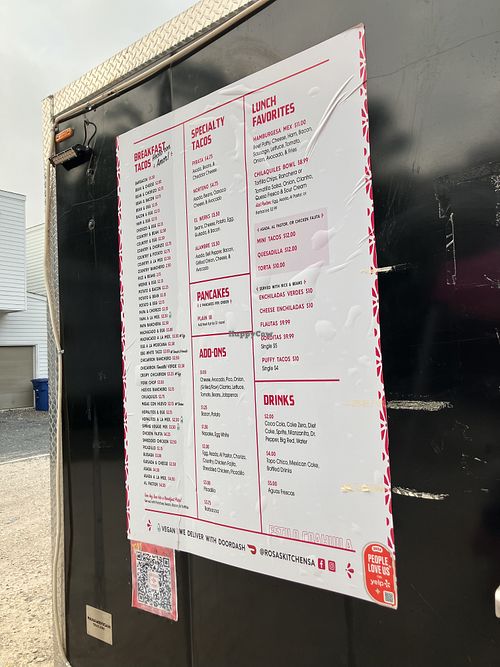Vegan options marked with an avocado icon  at Rosa's Kitchen in San Antonio
