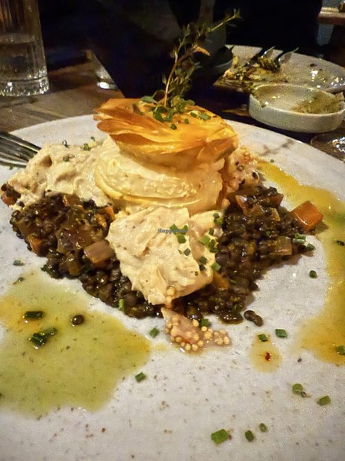 Plant power stack - celeriac, pastry and lentils 😃  at FRiEDA Restaurant & Bar in Heidelberg