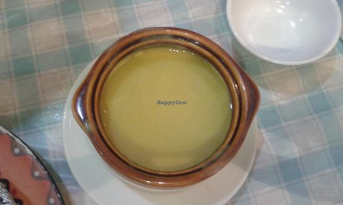 Sweet pumpkin soup dessert at Popular Vegetarian in Hong Kong Island