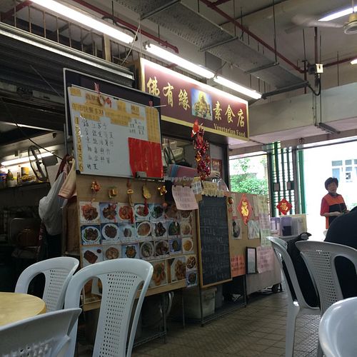 Front of stall at Fat Yau Yuen Vegetarian in Hong Kong Island