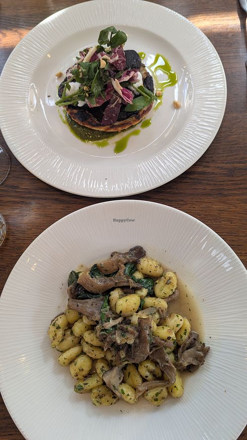 caramelised onion tart - porchini gnocchi at The Farmhouse at Redcoats in Hitchin