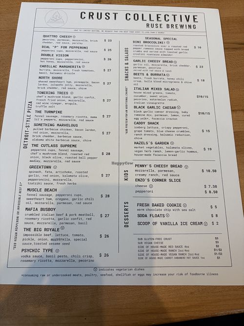 Menu  at Ruse Crust Collective Slabtown in Portland