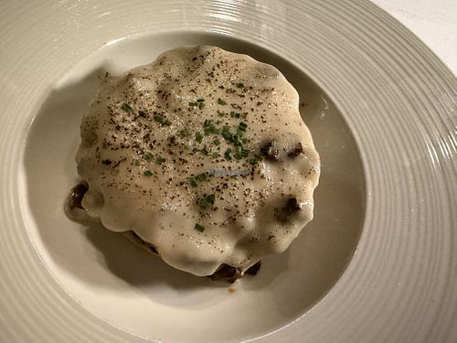 Vegetable moussaka featuring smoked aubergine, mushroom and an almond cream saucee  at Olive Garden  in Athens