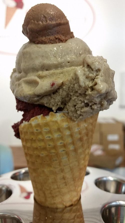 delicious vegan ice cream in sugar cone at iceDate - Amalienstt in Munich