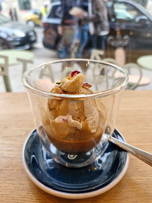 Affogato with vanilla almond ice-cream at iceDate - Amalienstt in Munich