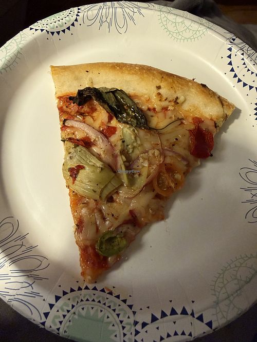 Veggie pizza with vegan cheese!!   at Pizzeria Luba in Auburn