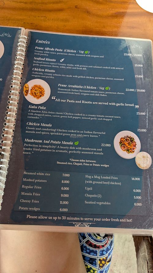 Potato masala at Hug A Mug Cafe in Dar Es Salaam