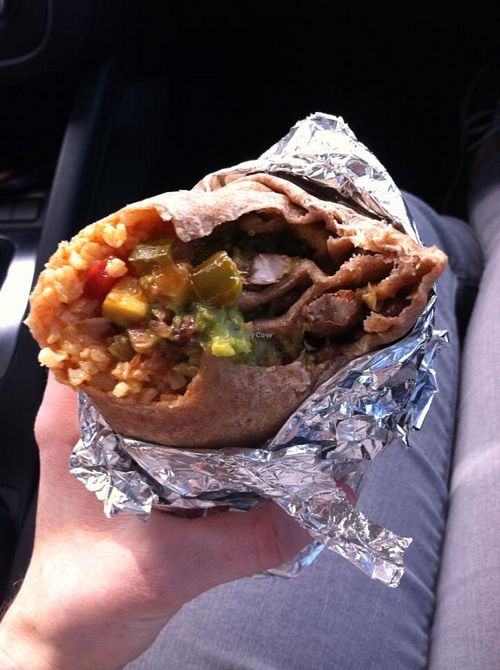 Take-out vegan burrito at Mountain West Burrito in Lehi
