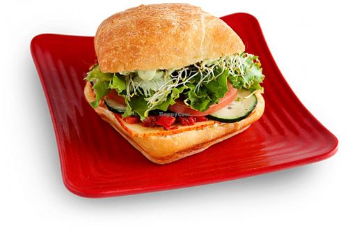 Vegetarian sandwich (can be veganized with no cheese, no spread) at Cafe Zupas in Lehi