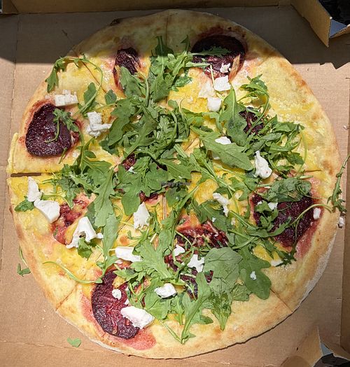 vegan beetroot and arugula!  at pizza KARAMBA in Olomouc