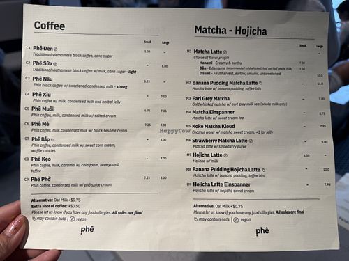 Coffee and matcha  at Phê in Seattle
