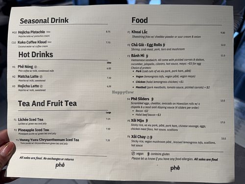 Other drinks and food  at Phê in Seattle