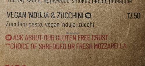 Menu item at Gordon Ramsay Street Pizza - Washington D.C. in Washington