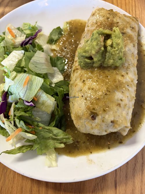 roasted vegetable burrito with no cheese  at Coco Cantina in Hilo