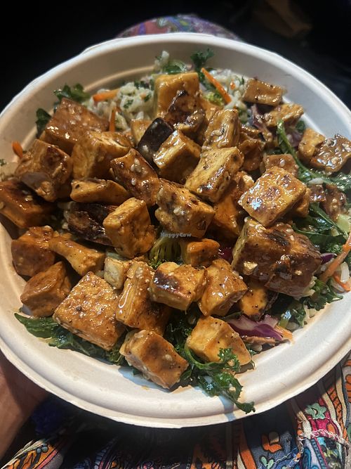 !!!!!!tamari bowl with extra tofu  at Roots Natural Kitchen in Harrisonburg