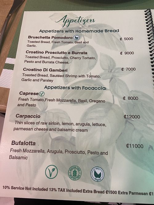 Bruschetta   at Verde Basílico Ristopizza in Liberia