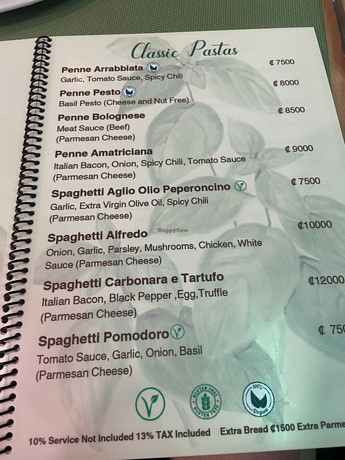 Pastas  at Verde Basílico Ristopizza in Liberia