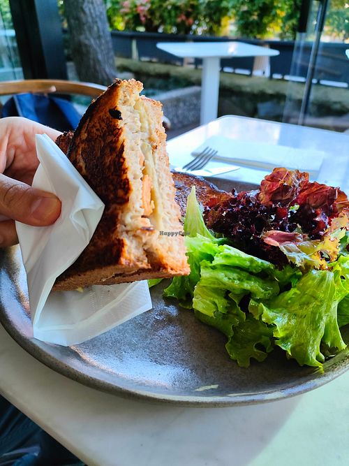 Toast with four vegan cheese   at Bi Nevi Deli in Istanbul