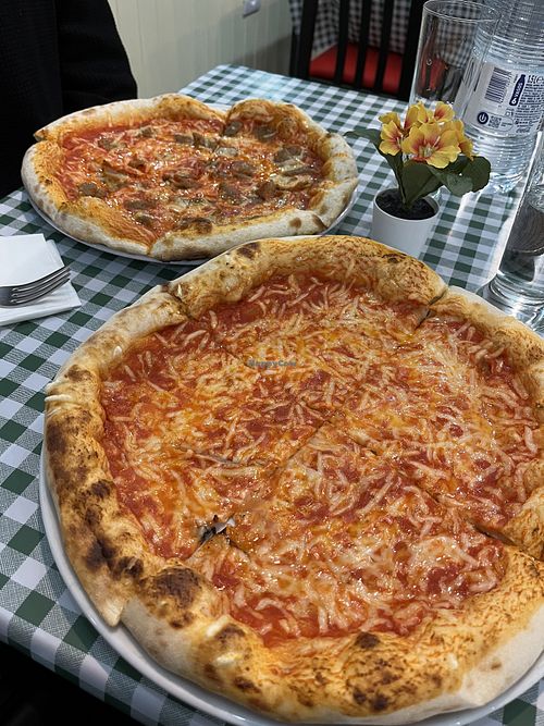 Pizza margarita y Pizza de kebab veganas   at Arlecchino Tenerife - Restaurante Pizzería  in Tenerife