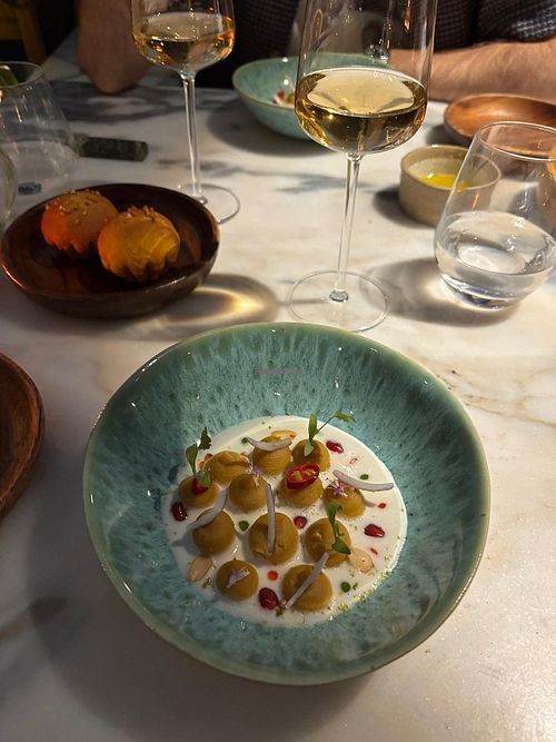 Roasted sweet potatoe and coconut milk at Boubou's in Lisbon
