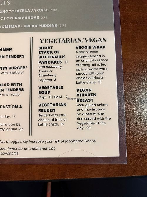 Vegan/veg options   at The Falls Cafe' in Redwood Falls