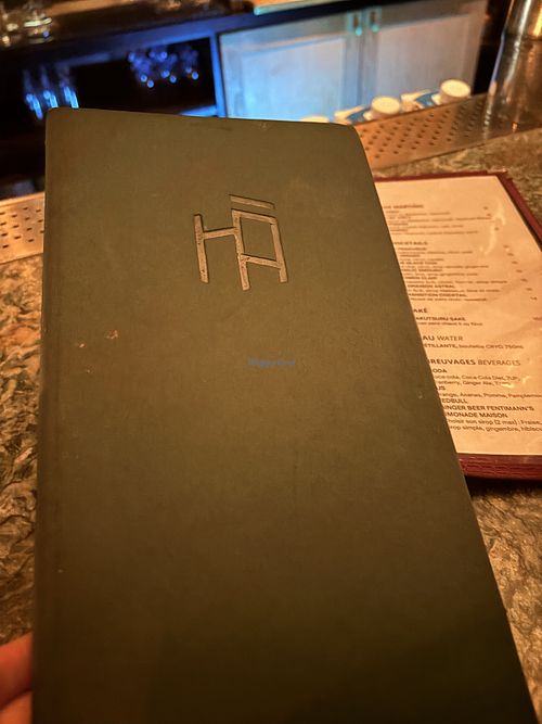 Menu cover  at HÀ Vieux in Montreal