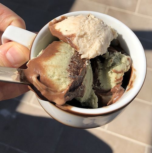Nocciola, fondente e pistacchio!  at Gelateria F.lli Vecchio in Rome