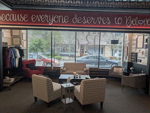 One of the seating areas at Beloved Cheesecakes in Albany