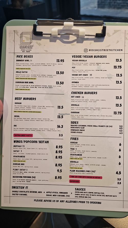 Menu at Oishii Street Kitchen in Norwich