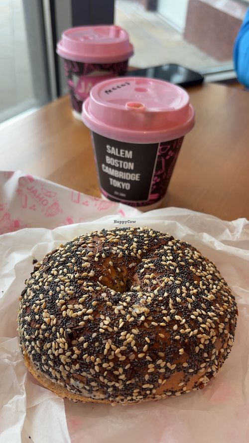 Everything bagel with Violife cream cheese  at Jaho Coffee Roaster & Wine Bar in Boston