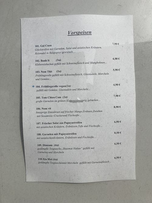 Menu  at Yapapa in Bayern
