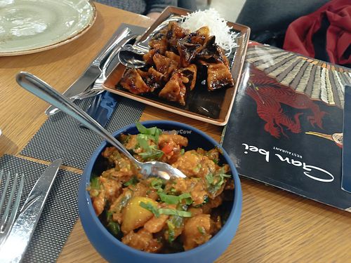 Crispy eggplants and vegetable stew, both delicious at Gan bei city - G9 in Vilnius