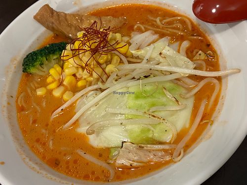 Tomato tonkotsu ramen at Vegan Friendly Ramen by Playpen Friends in Osaka