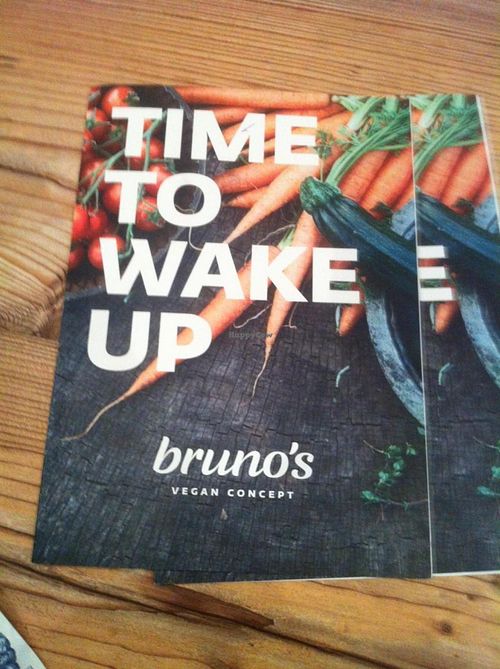 Pro-vegan literature advertising the shop at Bruno's Vegan Concept in Zagreb