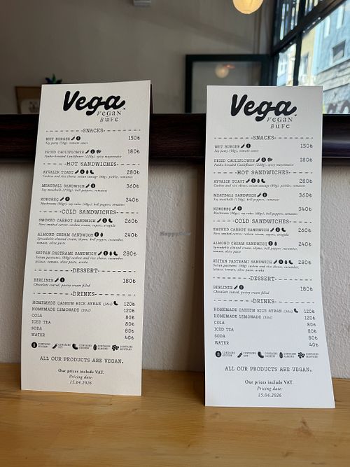 Menus  at Vega Vegan Büfe in Istanbul