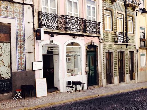 Outside at Be Happy Bar in Lisbon