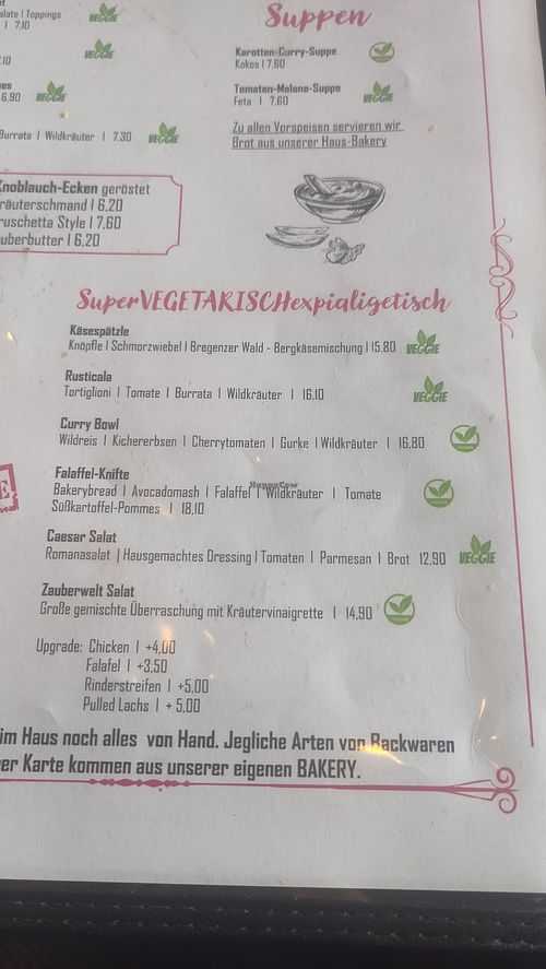 Auszug Speisekarte Mai 2026 at Die Kleine Zauberwelt in Braunlage