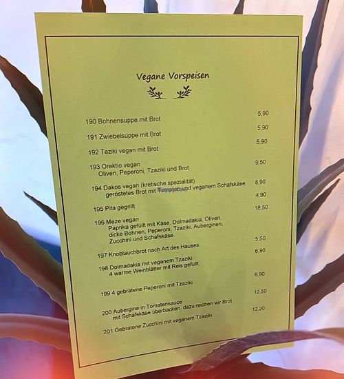 Vegane Vorspeisen at Restaurant Artemis in Hannover