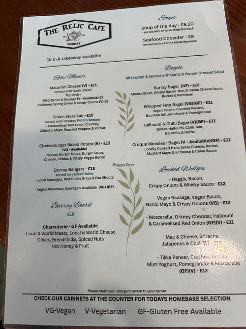 Vg is vegan  at The Relic Cafe in Orkney