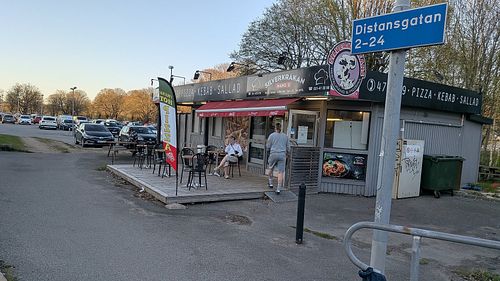 Outside at Silverkråkans Pizzeria in Vaestra Froelunda